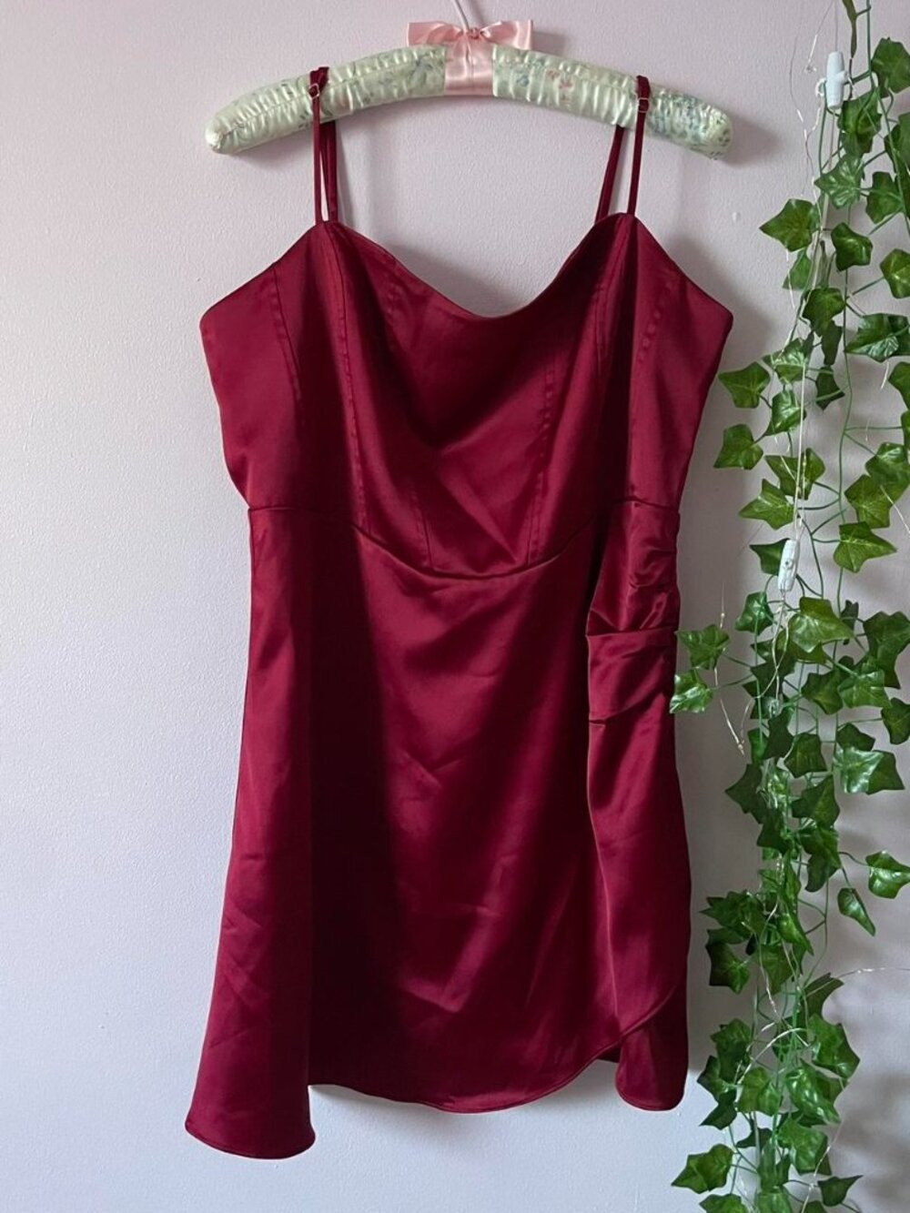 Elodie Red Satin Mini Dress Size L